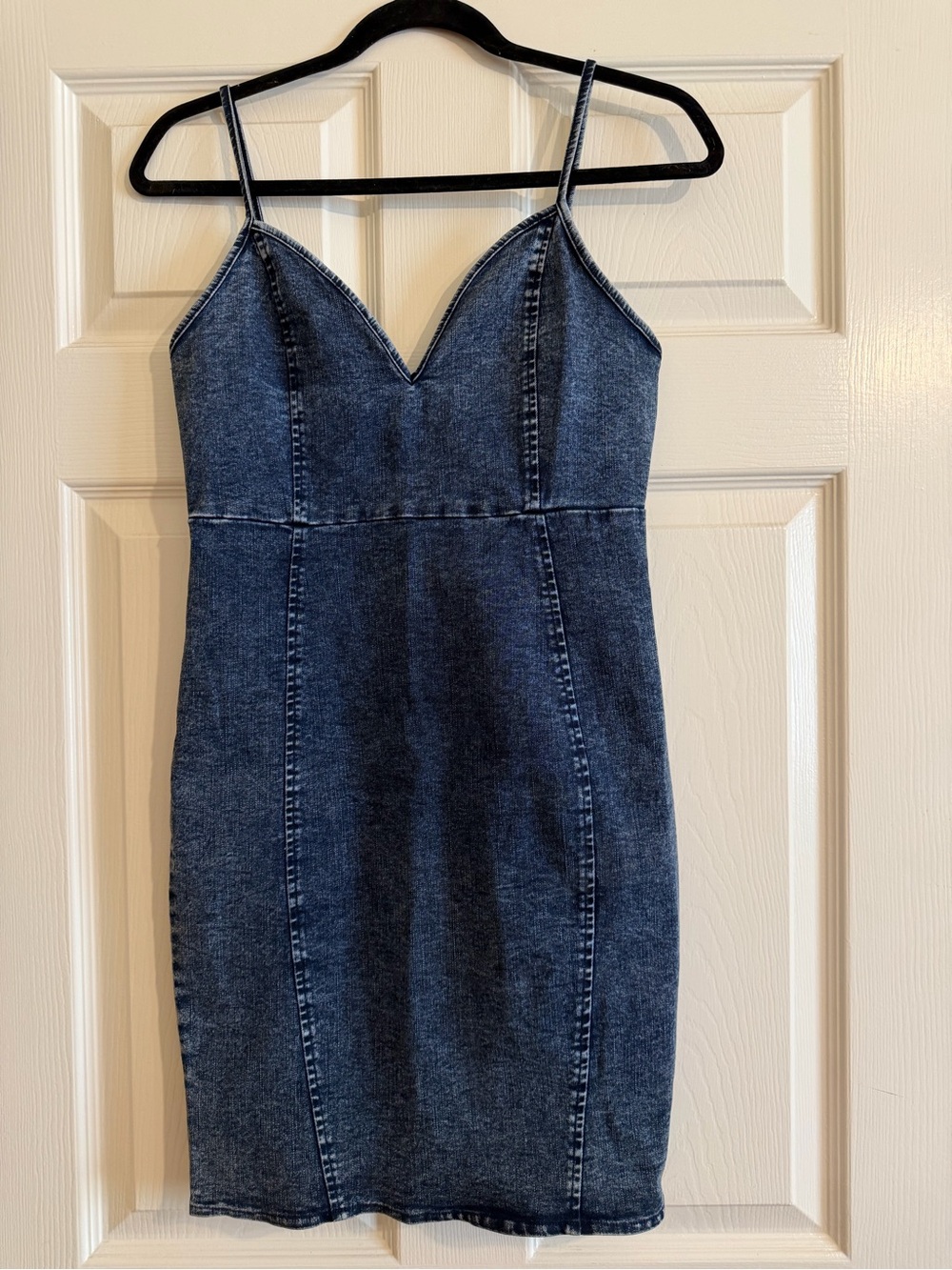 NWT Trac Spaghetti Strap Denim Stretch Mini Dress
